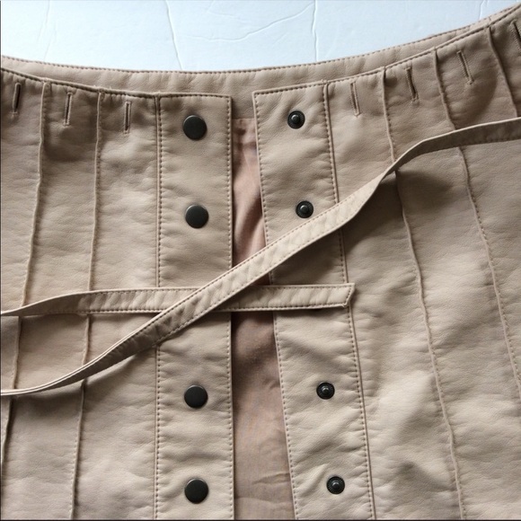 Free People Tan Leather Button-up Skirt - Picture 3 of 8